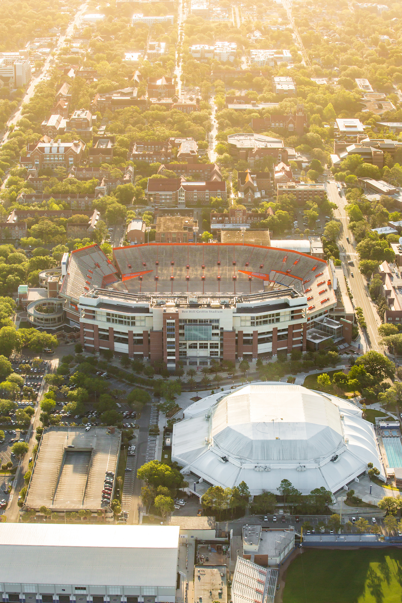 arial view of UF campus.