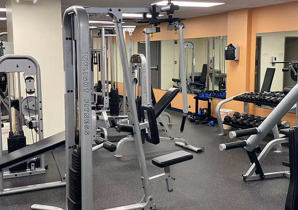 Gym equipment available in the continuum.